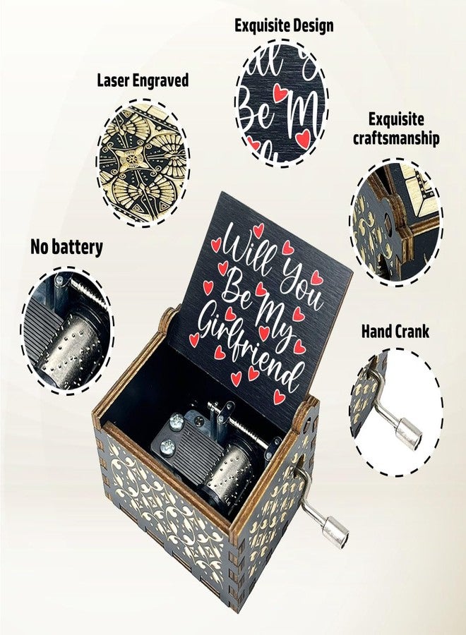 ukebobo Will You Be My Girlfriend Gifts, Fall in Love Music Box, Musical Boxes for Love One, Romantic Valentine Surprise Gifts for Her Him Boyfriend Girlfriend-Heart Design(Black)-541 - Image 3